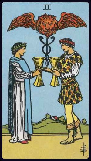 Cartea de Tarot Doi de Cupe