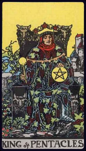 Cartea de Tarot Regele de Monede (Pentagrame)