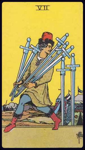 Cartea de Tarot Șapte de Spade (Săbii)