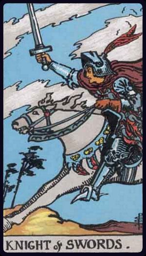 Cartea de Tarot Cavalerul de Spade (Săbii)