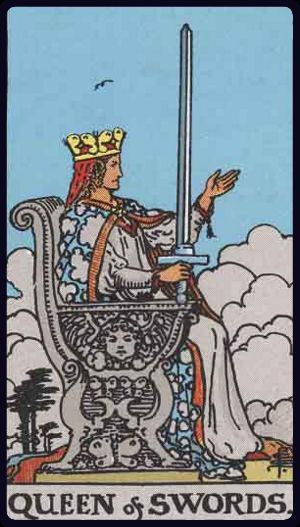 Cartea de Tarot Regina de Spade (Săbii)